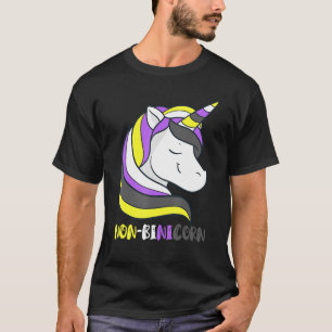 Non Binary Unicorn Smile Lgbt Nonbinary Flag Gende T-Shirt