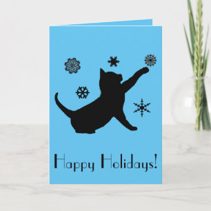 Non-Denominational Holiday Cat with Snowflakes