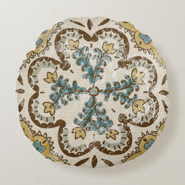 Non-Embellished Batik Square II Round Cushion (Front)