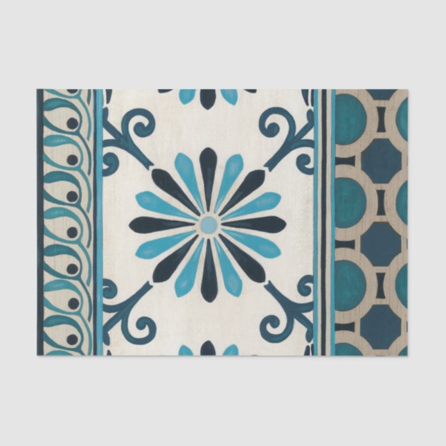 Non-Embellished Indigo Frieze II Tissue Paper (Front)