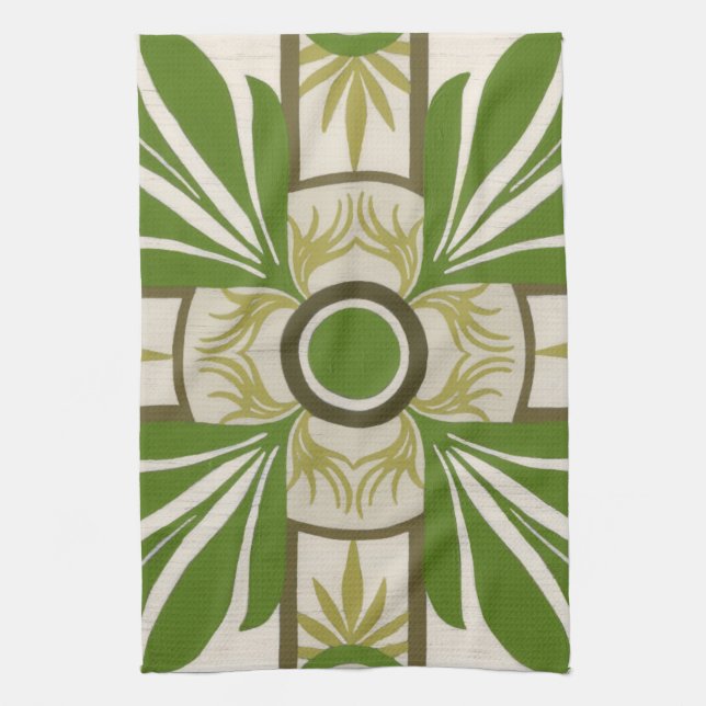 Non-Embellished Palm Motif I Tea Towel (Vertical)