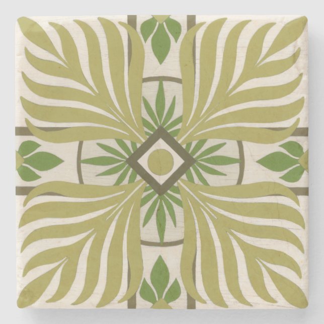 Non-Embellished Palm Motif II Stone Coaster (Front)