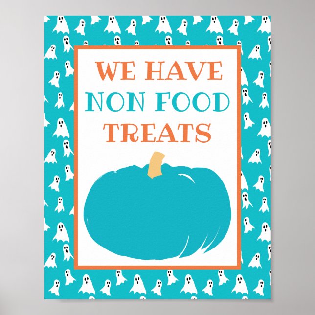 Non Food Treats Teal Pumpkin Halloween Allergy Poster (Front)