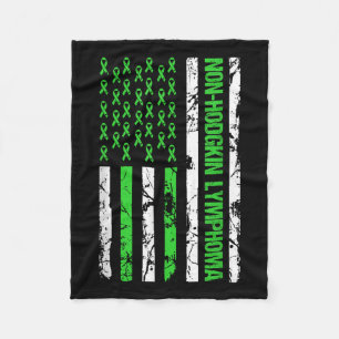 Non Hodgkin Lymphoma Flag Lime Green Ribbon Fleece Blanket
