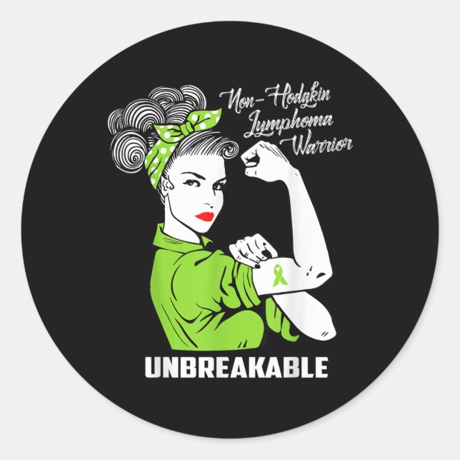 Non-hodgkin Lymphoma Warrior Unbreakable Awareness Classic Round Sticker (Front)