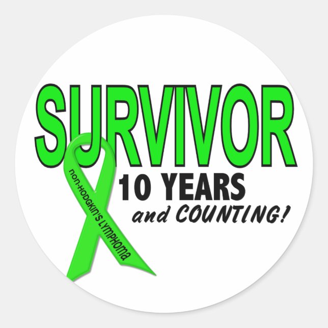 Non-Hodgkins Lymphoma 10 Year Survivor Classic Round Sticker (Front)