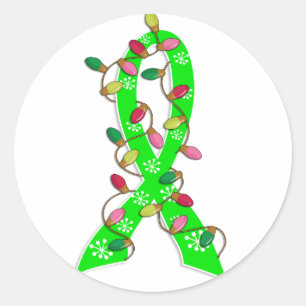 Non-Hodgkin's Lymphoma Christmas Lights Ribbon Classic Round Sticker