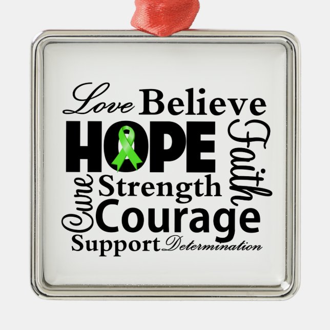 Non-Hodgkins Lymphoma Collage of Hope Metal Tree Decoration (Front)