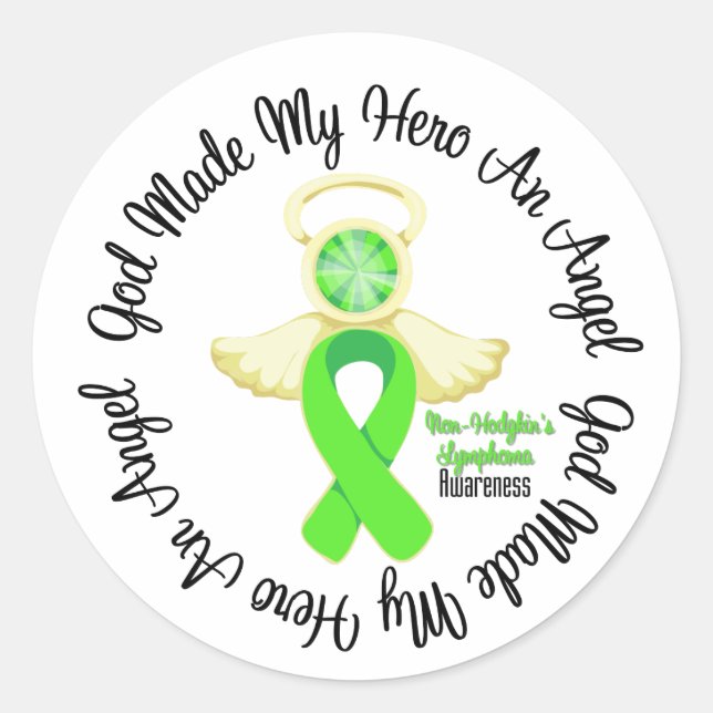 Non-Hodgkins Lymphoma God Made My Hero An Angel Classic Round Sticker (Front)
