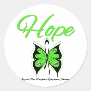 Non Hodgkins Lymphoma Hope Butterfly Ribbon Classic Round Sticker