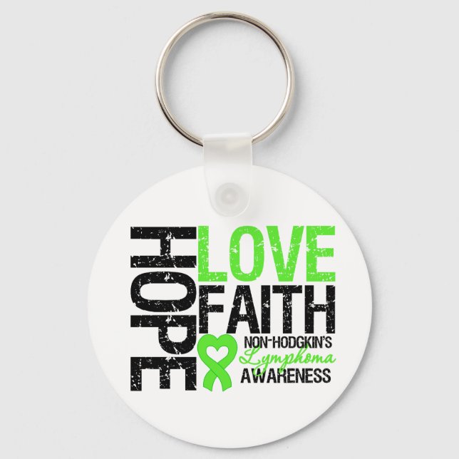 Non-Hodgkin's Lymphoma Hope Love Faith Key Ring (Front)
