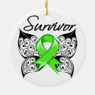 Non-Hodgkins Lymphoma Survivor Butterfly Ceramic Tree Decoration