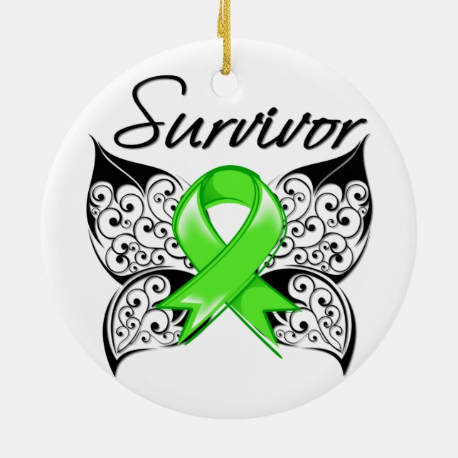 Non-Hodgkins Lymphoma Survivor Butterfly Ceramic Tree Decoration (Back)