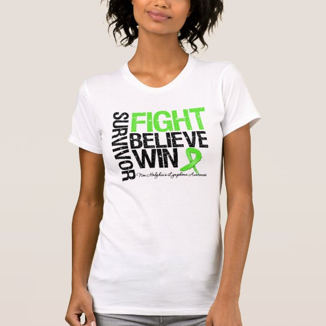 Non Hodgkins Lymphoma Survivor Fight Believe Win M T-Shirt (Front)