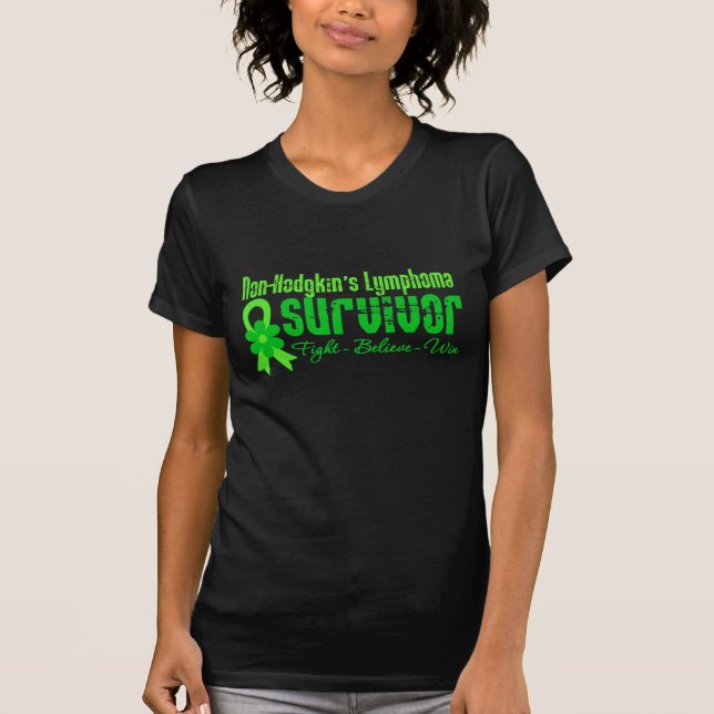 Non Hodgkins Lymphoma Survivor Flower Ribbon T-Shirt (Front)