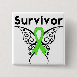 Non-Hodgkins Lymphoma Survivor Tribal Butterfly 15 Cm Square Badge