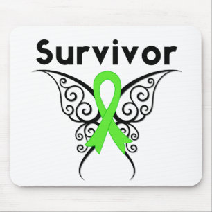 Non-Hodgkins Lymphoma Survivor Tribal Butterfly Mouse Pad