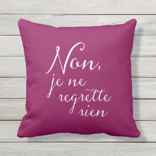 Non, Je Ne Regrette Rien French Purple Outdoor Cushion