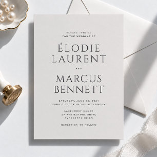 Non Photo Bold Names Modern Beige wedding Invitation