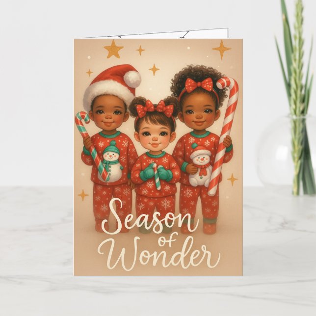 Non Photo Christmas Card Children Vintage Style (Front)