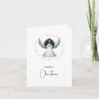 Non Photo Folded Christmas Card Black Angel