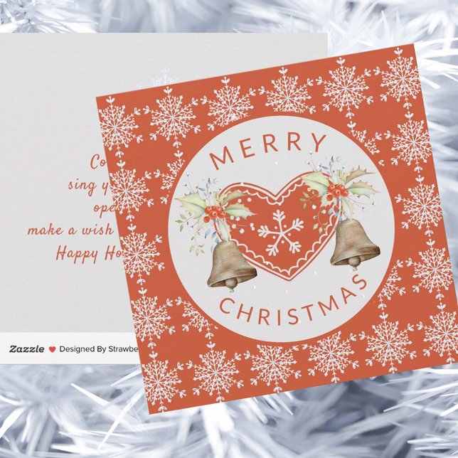 Non photo Merry Christmas gingerbread snowflakes Holiday Card (Creator Uploaded)