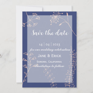 Non Photo Simple Blue Wild Flower Save The Date