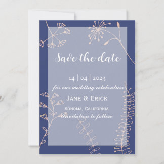 Non Photo Simple Blue Wild Flower Save The Date