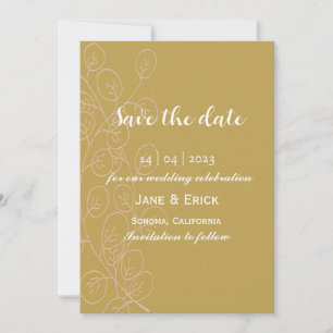 Non Photo Simple Savanna Green Colour Ivy  Save The Date