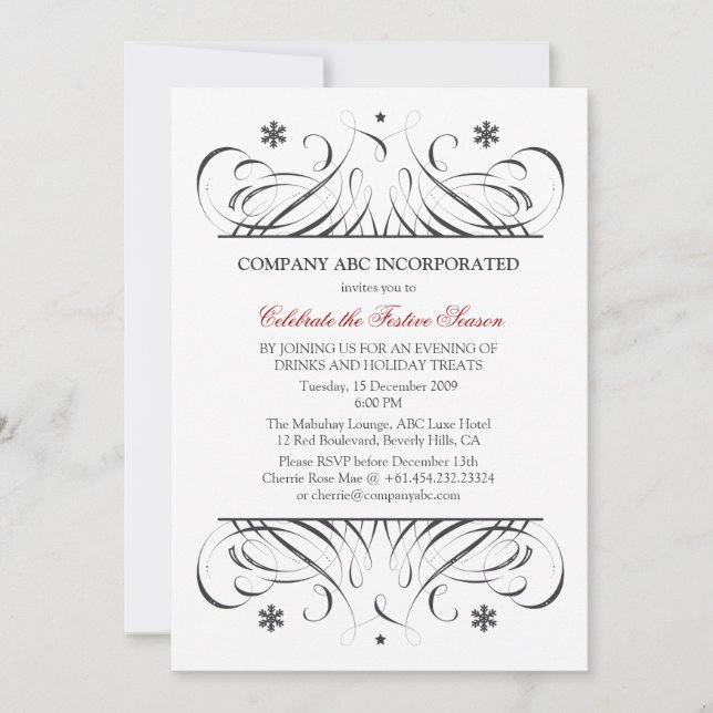 Non-Religious Holidays Corporate Party Invitation (Front)
