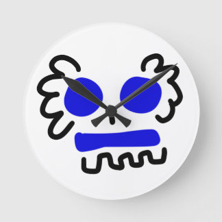 Non Scary Blue Skull Round Clock