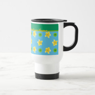 Non-spill Travel Mug: Personalise Primroses Polkas Mug