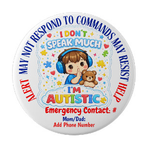 Non Verbal Autism alert pin badge 