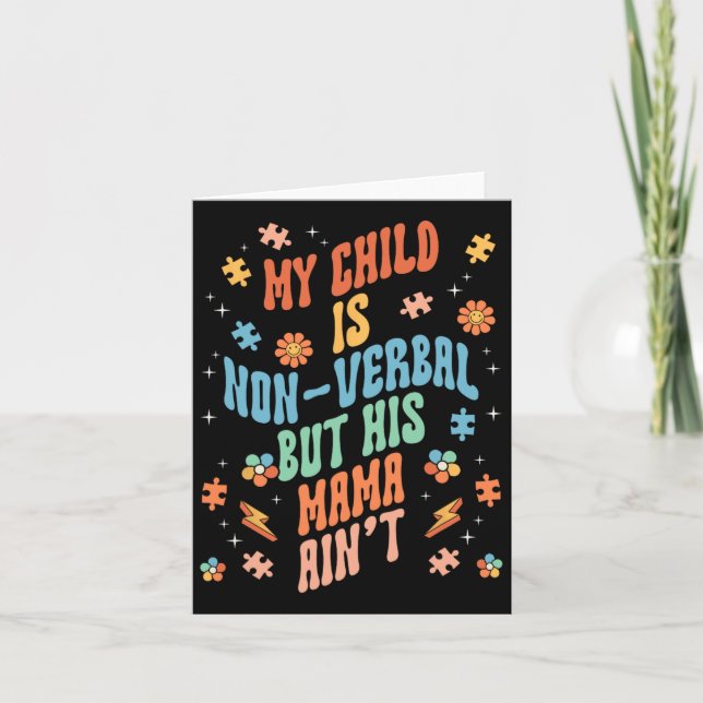 Non Verbyl Autistic Nonspeaking Speech  Card (Front)