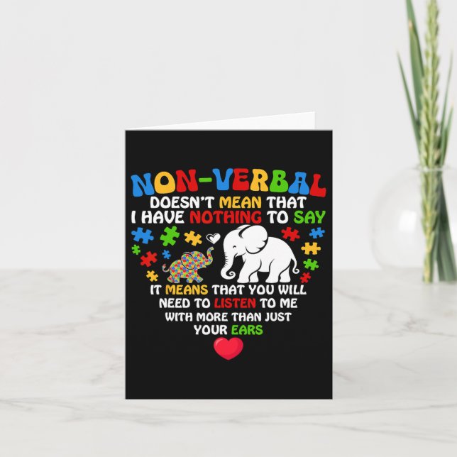 Non-verbyl Doesn't Mean I Have Nothing Autism Awar Card (Front)