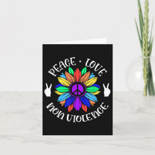 Non Violence Peace Love Sign Sunflower Graphic Card