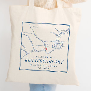 Nonantum Resort Wedding Favour Kennebunkport Map Tote Bag