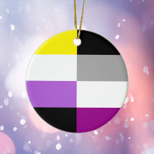 Nonbinary Asexual Dual Pride Flag Christmas Ceramic Tree Decoration