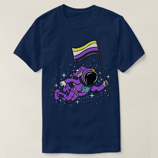 Nonbinary Astronaut In Space Nonbinary Pride  T-Shirt (Design Front)
