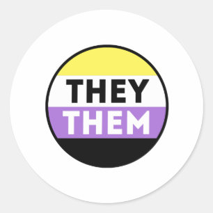 Nonbinary Button Pronouns - They Them Classic Round Sticker