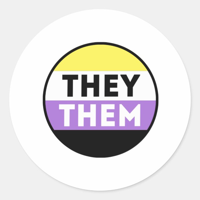 Nonbinary Button Pronouns - They Them Classic Round Sticker (Front)