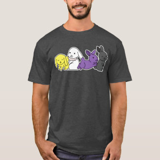 Nonbinary Flag Bunny Design for proud Enbys friend T-Shirt