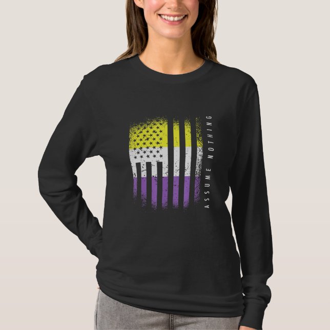 Nonbinary Flag Enby Genderqueer Non Binary T-Shirt (Front)