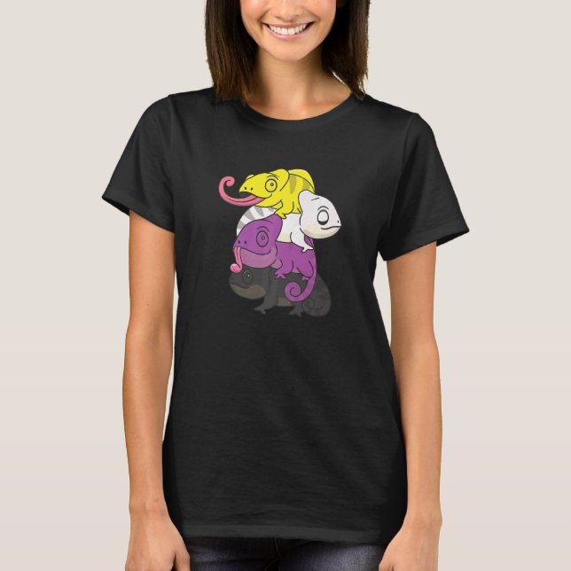 Nonbinary Flag Gender Pride Lgbtq Chameleon   T-Shirt (Front)