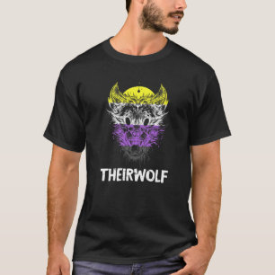Nonbinary Flag LGBTQ Nonbinary Pride Theirwolf Non T-Shirt