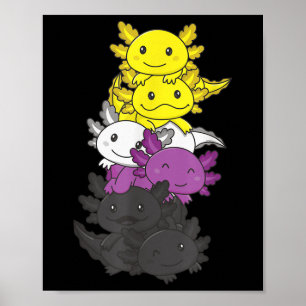 Nonbinary Flag Non Binary Pride Lgbtq Axolotl _1  Poster