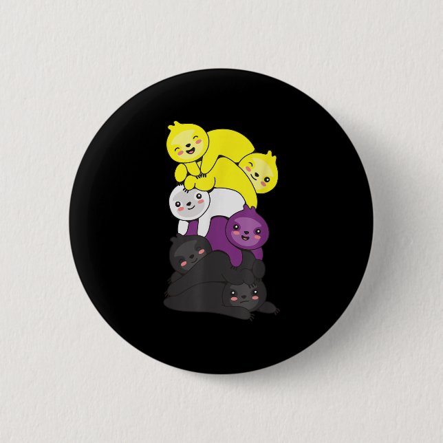 Nonbinary Flag Non Binary Pride Lgbtq Sloth _1  6 Cm Round Badge (Front)