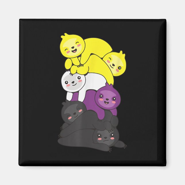 Nonbinary Flag Non Binary Pride Lgbtq Sloth _1  Magnet (Front)