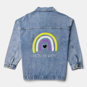 Nonbinary Flag Rainbow Enby Genderqueer Non Binary Denim Jacket