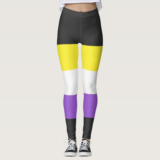 Nonbinary Flag Rainbow Pride  Leggings (Front)